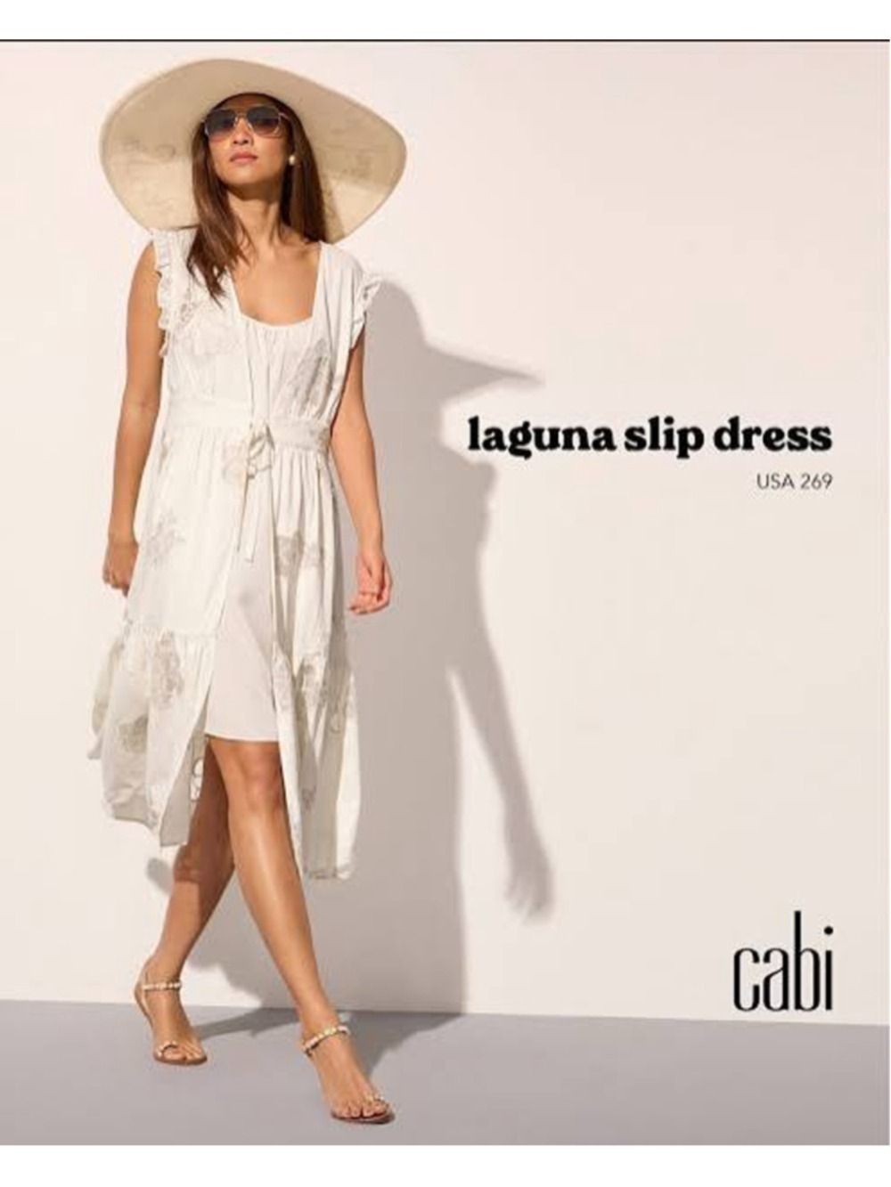 Cabi Laguna Slip Dress Cream Ivory Off White Embroidered Floral Size M EUC - Picture 3 of 9